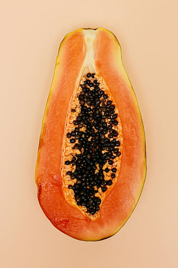 papája, nakrájenou papája, semena papája, detailní fotografie, vysoce kvalitní obrázek, Obsah potravin, papája ovoce, Slice Papaya, Interiér papáje, Papája fotografie, Textura papáje