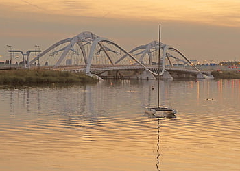bridge, amsterdam, netherlands, nature, sunrise, boat, inland Waterways