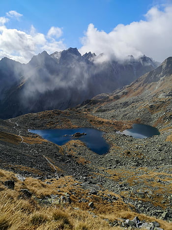 Froskfjellsjøer, vysoké tatry, fjellvann, Misty Peaks, høstfarger, landskapsfotografering, fantastisk utsikt, høye tatraer, natur, fjell landskap, alpine innsjøer