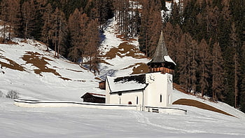 kostel, kaple, zimní, sníh, davos, švýcarsko