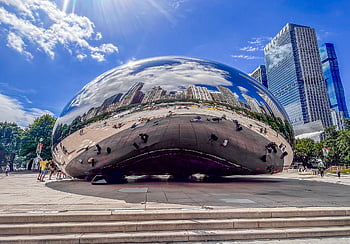 a bab, Chicago, felhő kapu, természet, tájékozódási pont, építészet, város, ég, felhők, szobor, illinois