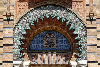 Španělsko, andalusie, seville, město, historické centrum, Plaza De America, Mudéjarský pavilon, budova, fasáda, architektura, historický