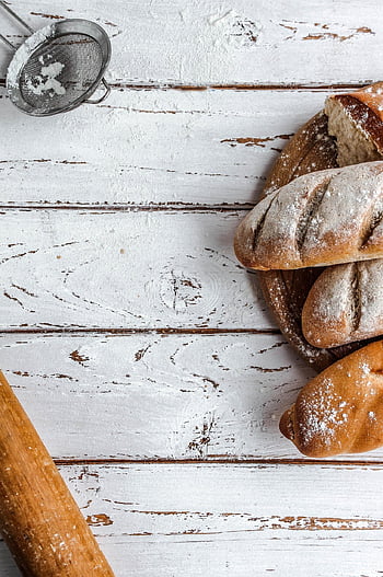 flour, bread, dough, bake, bakery, fresh, baguette, crisp, bakery Products, homemade, rolling Pin