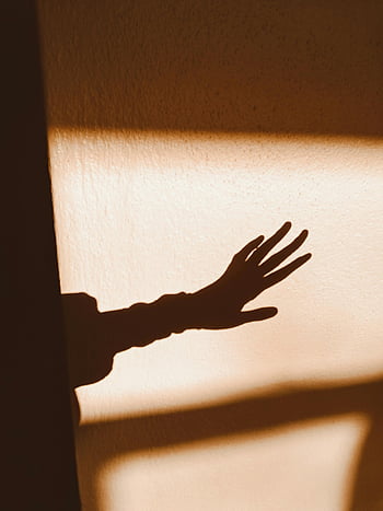 Hand Casting Shadow, silueta, dosahující ruku, texturou zdi, teplé sluneční světlo, hra stínů, ruční stín, zdi textury, efekt slunečního světla, stín umění, ruka silueta