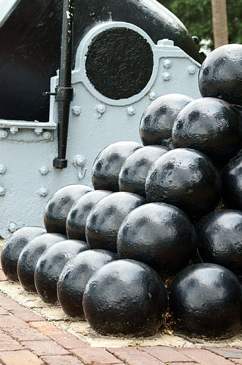 meriam, bola, mortir, peluru meriam, senjata, artileri, militer, historis, bersejarah, perang