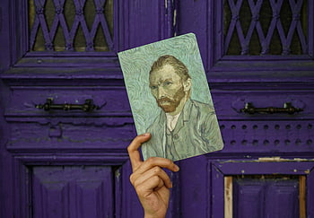 van gogh, auto portret, ținere de mână, ușă mov, texturat fundal, artă, pictură, vincent van gogh, portret, opera de arta, mână