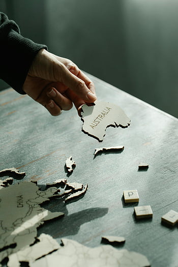 Austrálie kus, Dřevěná mapa světa, hádanka, spojení, průzkum, Umístění ruky, Austrálie mapa, Puzzle mapy světa, dřevěná hádanka, mapa kus, Connection Australia