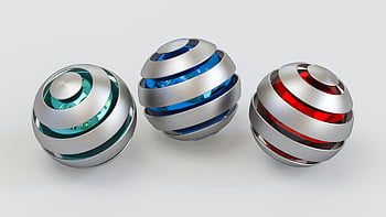 hopeapallot, metallipallot, vilkkaat aksentit, punainen aksentti, sininen aksentti, vihreä korostus, moderni teknologia, futuristinen muotoilu, metalliset pallot, värikkäitä palloja, tekniikan symboli