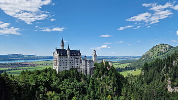 hrad, palác, budova, neuschwanstein, bavaria, Německo, allgäu, architektura, pohádkový hrad, mezník, krajina