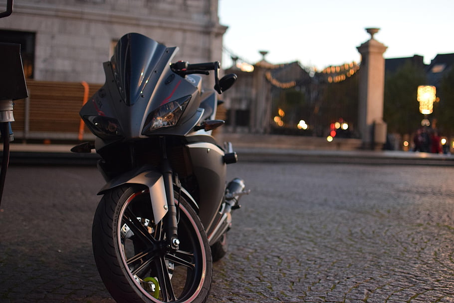 motor, město, ulice, jízda, motocykl, motorka