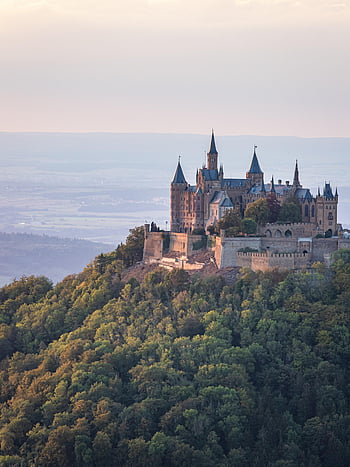 hrad, kopec, stromy, les, lesy, hory, věže, budova, architektura, opevnění, citadela