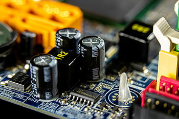 condensatoare negre, placă de circuit, componente electronice, tehnologia calculatoarelor, Vizualizare detaliată, parți electronice, hardware-ul computerului, Componente ale plăcii de bază, hardware tehnologic, circuit electronic, condensatoare