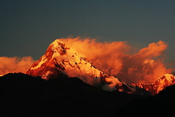 hora, Alpy, zasněžené hory, Massiff, annapurna, svítání, sníh hory, himalaya, nebe, mraky, krajina