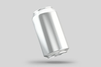 Silver Can, latar belakang putih, mockup minimalis, kaleng aluminium kosong, kaleng soda, bisa mengambang, desain minimalis, blank bisa, Aluminium soda bisa, permukaan putih