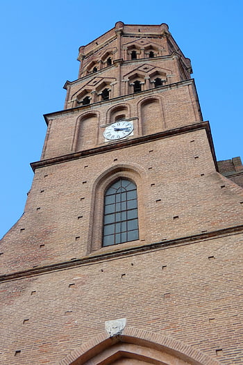 church, bell Tower, catholic, catholicism, architecture, gothic, southern Gothic, old, historical, brick, toulouse