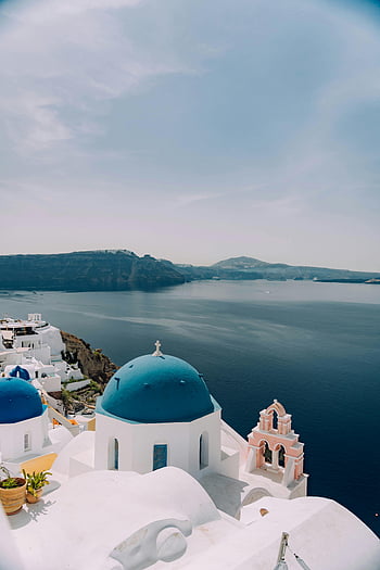 santorini, Řecko, modré kopule, letní útěk, bílé budovy, výhled na moře, středomoří, cíl cesty, oia, řecké ostrovy, místo pro dovolenou