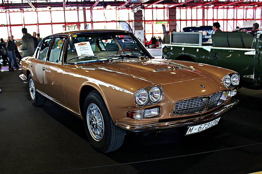 maserati, Quattro porte, 1967, macchina classica, Marrone, lusso, Vintage ▾, mostra di auto, griglia, fari, ruote