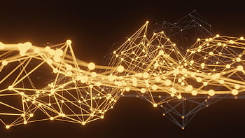 技術、 ネットワーク、 金色の背景、 きらきら、 接続、 インターネット、 メッシュネットワーク、 テクスチャ、 3Dレンダリング