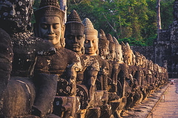 Kambodzsa, angkor wat, déli kapu, ROM, templom, angkor, építészet, fény, szobor