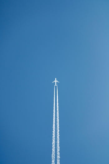 Flugzeug, fliegend, blauer Himmel, Jetflugzeug, Hohe Höhe, klarer Himmel, Kondensstreifen, Luftfahrt, Reise, Transport