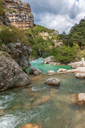 verdon rokle, provence, Francie, živá řeka, svěží krajina, skály na řece, horský výhled, pohled, tekoucí řeky, Přírodní krásy, venkovní scenérie