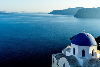 bygning, kirke, hav, udsigt, Grækenland, santorini, rejse, arkitektur, cyclades, natur, udendørs