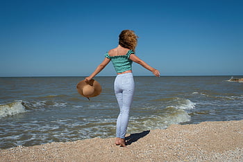 woman, woman With A Hat, young Woman, happy Life, resort, girl On The Sea, model, pose, beautiful, sea, sea Waves