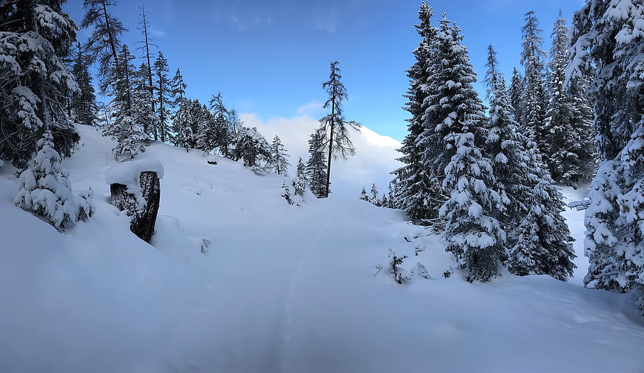 berge, himmel, schnee, Wandern