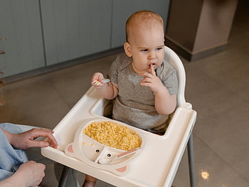 baby, high chair, eating, baby food, indoor meal, cute baby, high angle photo, enjoying meal, toddler, feeding time, child nutrition