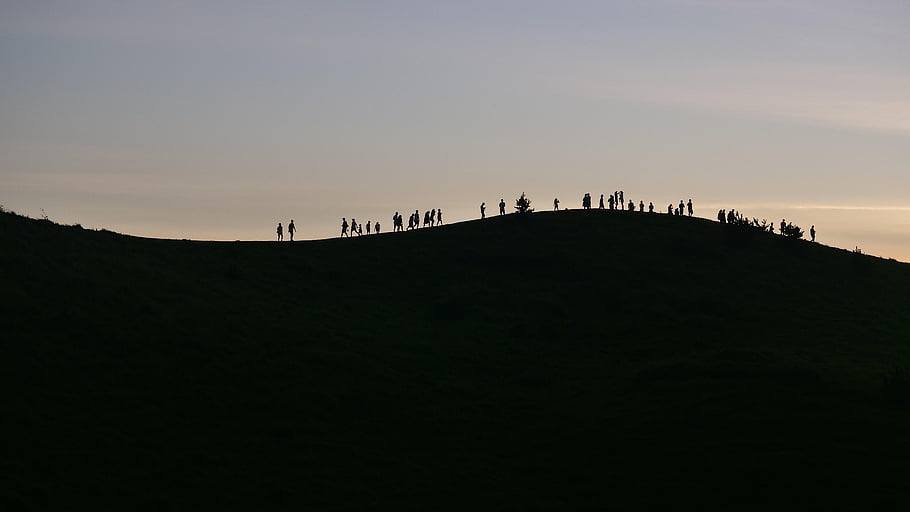 Jeju Oreum, Vzestup draka, západ slunce, krajina, silueta