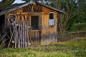garden Shed, old, abandoned, nature, garden, romantic, cottage, idyll, wooden Hut, woodhouse, landscape