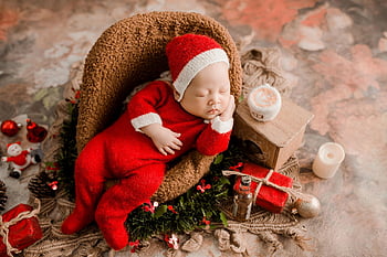 bambino, infantile, Natale, neonato, bambino addormentato, ritratto