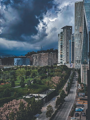 Budynki, nowoczesny, Santa Fe, cdmx, Meksyk, architektura, sceniczny, Miasto