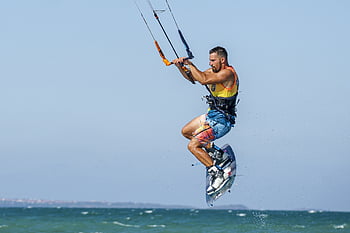 man, board, ocean, kite Surfing, nature, water Sports, kite, kite Boarding, water, surf, sea