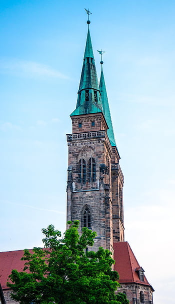 church, building, church Tower, cross, architecture, religion, nuremberg, christianity, pray, christian, protestant Church