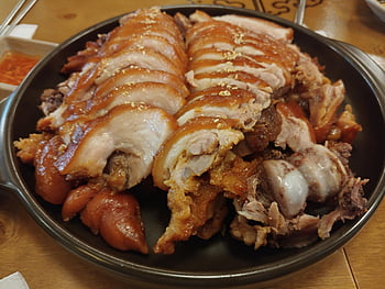 vepřové nohy, vepřové, jídlo, hovězí maso, bossam, vařený, restaurace, Korejské jídlo, Lahodné, snadné vzdělávání, prase