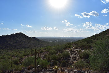 poušť, nebe, hory, kaktus, mraky, horký, suchý, Příroda, krajina, arizona, scottsdale