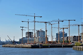 chantier de construction, hafencity, Hambourg, grues, architecture, Allemagne, Infrastructure, Hanmbourgensien, croisière dans le port, motifs de port