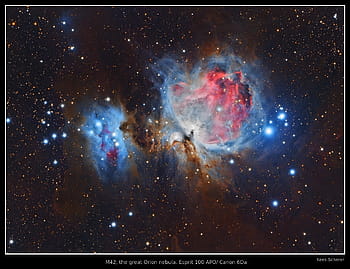 m42, mlhovina, astrophoto, Esprit 100 apo, kánon 6d, Knight Observatory, tomar, Portugalsko, astrofotografie, prostor, vesmír