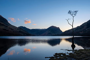 buttermere, Lago Buttermere, mattina, lago, Parco Nazionale, Cumbria, campagna, ora blu, mattina presto, serence, paesaggio