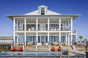 edifício de madeira branco, Villa moderna, arquitetura contemporânea, estilo de vida ao ar livre, casa espaçosa, piscina, propriedade de luxo, casa de praia, casa de férias, projeto arquitetônico, vida ao ar livre