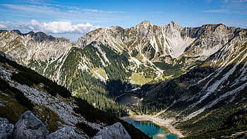 lago, montagne, alberi, foresta, escursioni a piedi, acqua, cielo, escursione, nuvole, alpino, natura