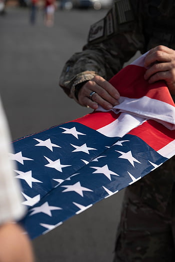 bandiera americana, noi bandiera, militare, bandiera, soldato, rispetto, strisce, stelle, americano, piegare, vicino