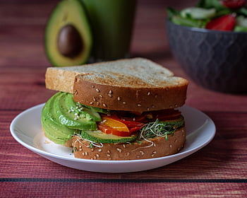 sendvič, Svačina, snídaně, chléb, vegan, zdravý, avokádo, strava, zelenina, výživa, pekařství