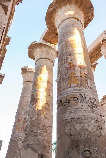 geroglifici egizi, tempio di karnak, colonne antiche, Vista dettagliata, colonne egizie, geroglifici, egiziano antico, colonne del tempio, sito storico, arte antica, Egitto