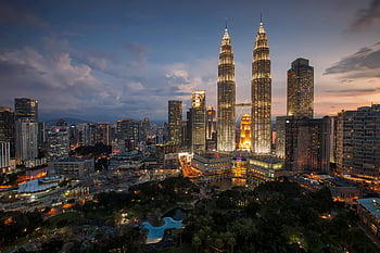 πύργους petronas, kuala lumpur, Μαλαισία, γραμμή ορίζοντα, φωτεινός, λυκόφως, αστικό τοπίο, αστικός, αρχιτεκτονική, ορόσημο, νυχτερινή θέα