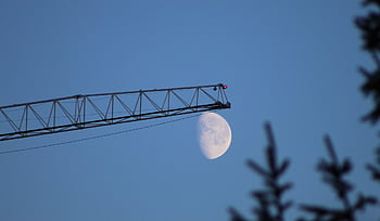sky, blue, blue Sky, arm, crane, winch, night Sky, nature, technique, metal, steel
