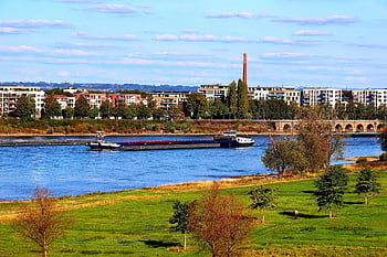 rhine, řeka, rheinland, Kolín nad Rýnem, loď, krajina, město