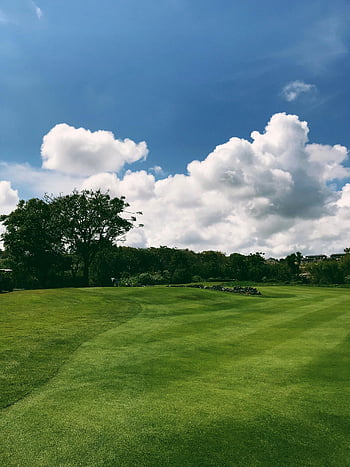 iarbă verde, nori albi, cer albastru, teren de golf, bali, Verderie luxuriantă, vedere scenică, nori pufosi, teren de golf vibrant, cerul albastru strălucitor, peisaj exterior