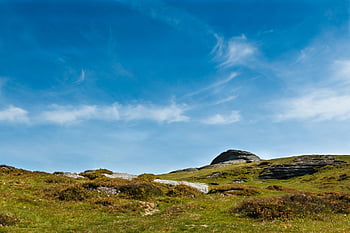 i campi, prato, Formazioni rocciose, orizzonte, cielo, prateria, devon, paesaggio, dartmoor, Inghilterra, natura